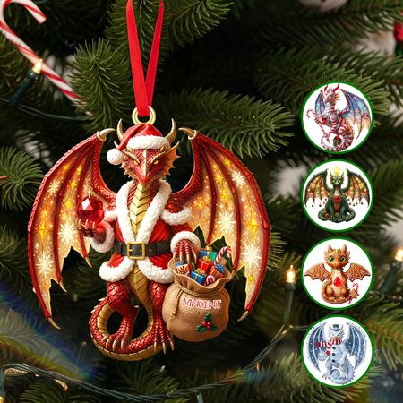 Weihnachtsdrache Acrylornament - Personalisiertes Geschenk für Weihnachtsornament